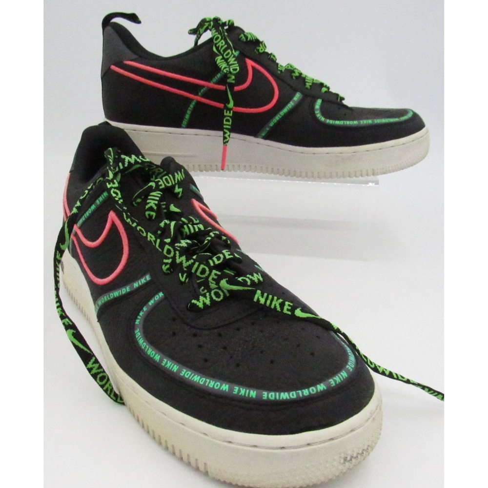 Nike Air Force 1 AF1 Worldwide CK7213-001 Black Pink Green Men's US 11 Sneakers